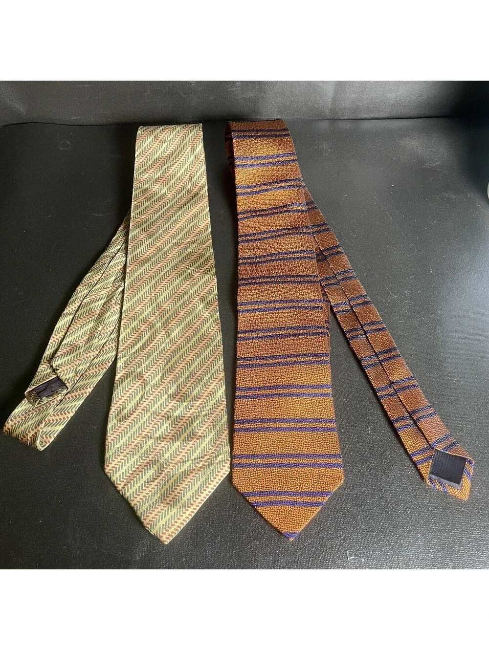2 Vintage Men’s Neck Ties Orange & Tan 2pc Brooks Brothers 1990s Necktie